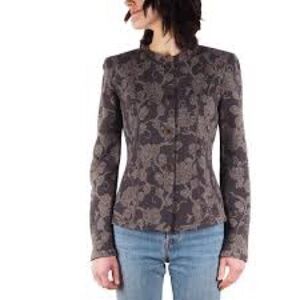 Size 12 Armani Collezioni Women's Wool Beige Floral Jacket Blazer